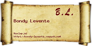 Bondy Levente névjegykártya